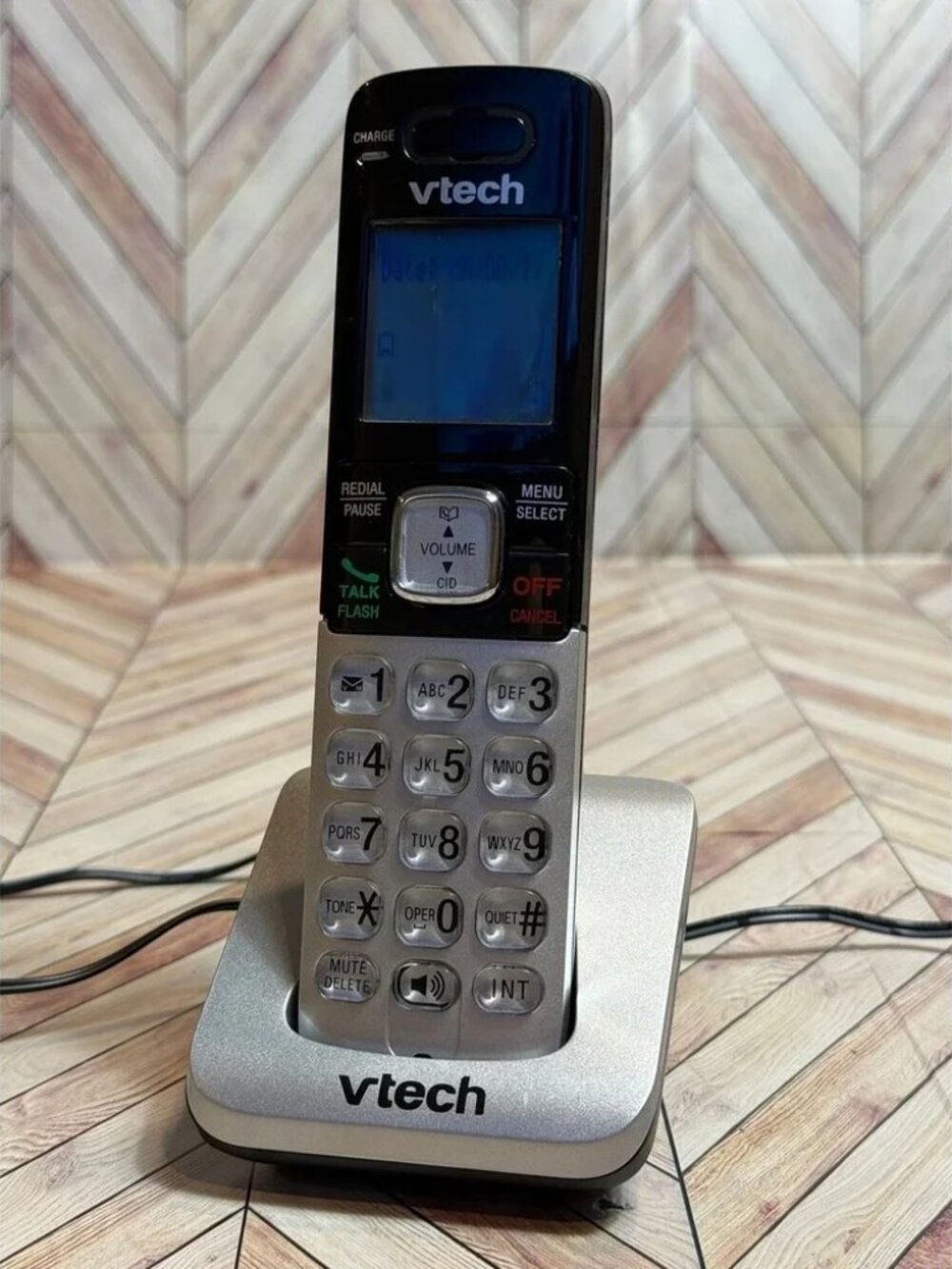 Vtech CS6409 Cordless Expansion Handset with Charging Cradle Silver Black